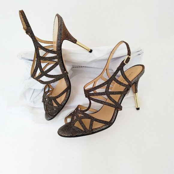Kate Spade New York Shoes - Kate Spade N.Y. 'Issa'  Metallic  Dress Sandals with Gold Tipped Heels Sz 7B